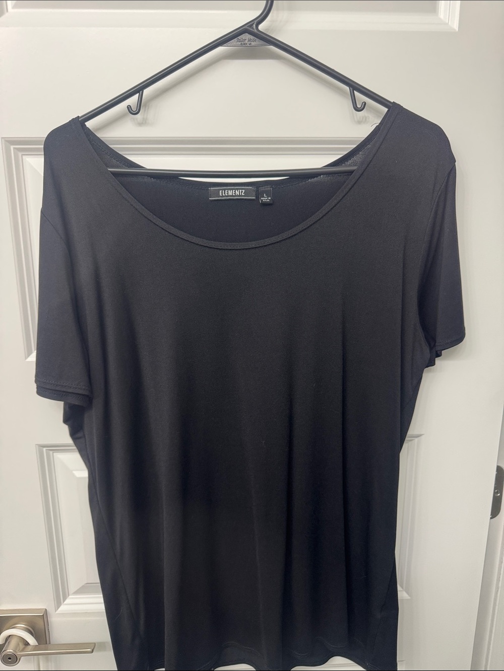 Elementz Black Scoop Neck Short-Sleeve Women's Top